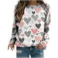 thumbnail image 1 of Valentine's Day Shirt for Women Love Heart Print Long Sleeve Tops Casual Loose Crewneck Sweatshirt Graphic Gift Blouses, 1 of 5
