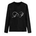 thumbnail image 1 of Valentine's Day Shirt for Women Plus Size Long Sleeve Funny Cute Graphic Print Tees Casual Crew Neck Pullover Tops(Black,XL), 1 of 4