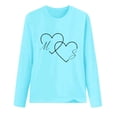 thumbnail image 1 of Valentine's Day Shirt for Women Plus Size Long Sleeve Funny Cute Graphic Print Tees Casual Crew Neck Pullover Tops(Sky Blue,XL), 1 of 4