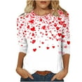 thumbnail image 1 of Valentine's Day Shirts Womens Love Heart Cute Tops 3/4 Sleeve Valentines Tshirts Round Neck Graphic Tee (S, White 01), 1 of 5