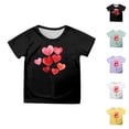thumbnail image 1 of Valentine's Day Shirts for Girls Childrens Short Sleeve Printed Top Casual T Shirt Heart Graphic Shirts for February Celebrations, 1 of 5