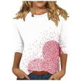 thumbnail image 1 of Valentine's Day Shirts for Women 3/4 Length Sleeve Tops Love Hearts Print Crewneck Cute Casual Graphic Tee Tshirts (M, White 08), 1 of 5