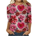 thumbnail image 1 of Valentine's Day Shirts for Women Under $5 Love Heart Print Long Sleeve Crew Neck Casual Green Tops, 1 of 4