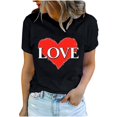 thumbnail image 1 of Valentine's Day Shirts for Womens Cute Love Heart Graphic T-Shirt Short Sleeve Crewneck Tops Tees, 1 of 5