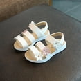 thumbnail image 1 of Valentine's Day Shoes Children Girls Sandals Princess Open-toed Soft Bottom Flowers Roman Beach Shoes,White Sandals For Kids Size 8 M, 1 of 5