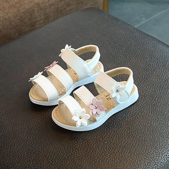 Valentine's Day Shoes Children Girls Sandals Princess Open-toed Soft Bottom Flowers Roman Beach Shoes,White Sandals For Kids Size 8 M