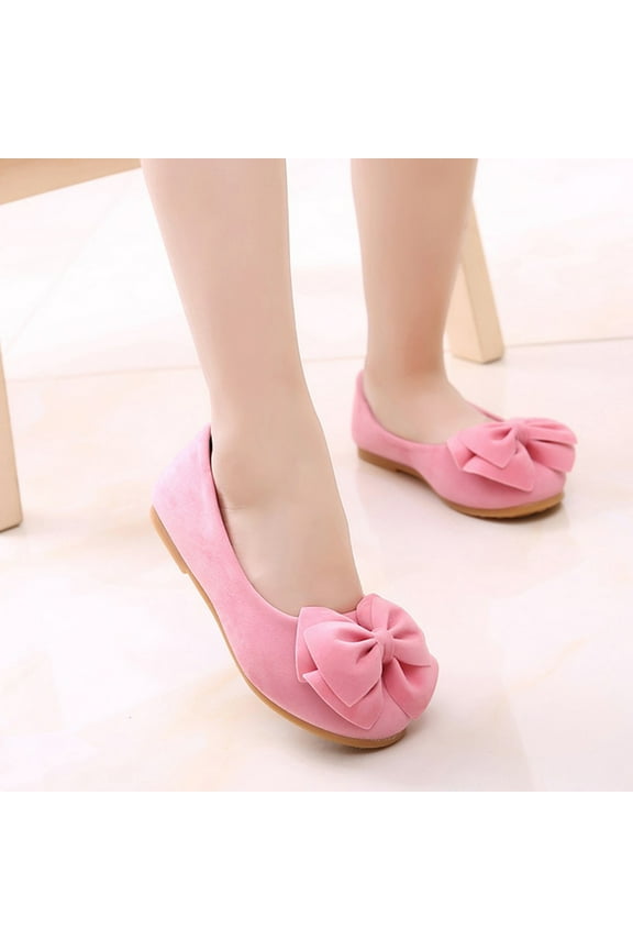 Valentine's Day Shoes Children Kid Baby Girls Solid Bowknot Student Single Soft Dance Princess Shoes,Pink Sandals For Kids Size 6