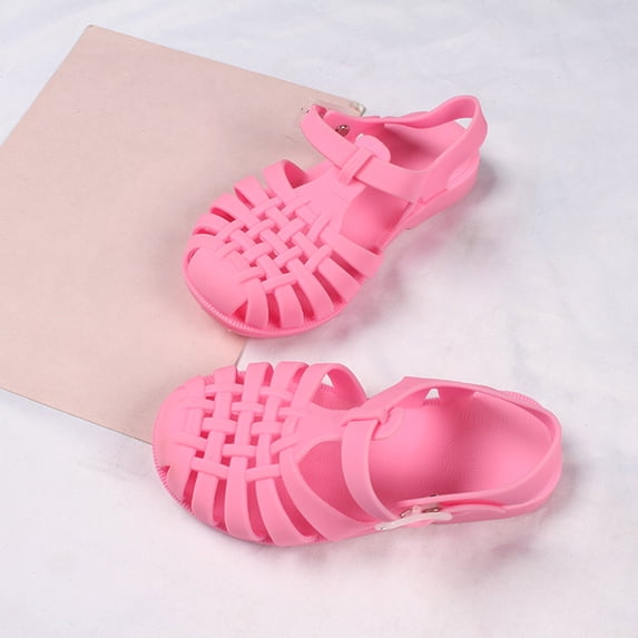 Valentine's Day Shoes Deals Toddler Shoes Baby Boys Girls Cute Candy Colors Hollow Out Non-slip Soft Sole Beach Roman Sandals,Hot Pink Sandals For Kids Size 2 Years