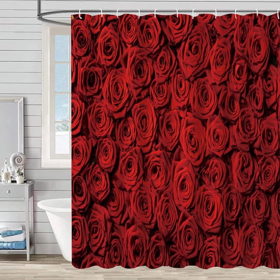 Valentine's Day Shower Curtain, 35×70.8Inch Romantic Shower Curtain for Bathroom, Valentines Shower Curtain, Valentines Decoration for Bathroom, Easy Care Washable Durable Polyester Fabric