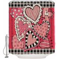 thumbnail image 1 of Valentine''s Day Shower Curtain for Bathroom 72" x 72", Red Love Heart Black Buffalo Plaid Shower Curtain with Hooks Polyester Waterproof Home Bathtub Decor, 1 of 1