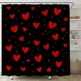 thumbnail image 1 of Valentine''s Day Shower Curtain Black Red Heart Polka Dot Sweet Romantic Love Creative Bathroom Curtains Decor Fabric Set Include Hooks,(70" WX70 H), 1 of 4
