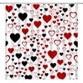 thumbnail image 1 of Valentine''s Day Shower Curtain Black Red Love Heart Romantic Sweetheart Couple Lover Fabric Decorative Bathroom Curtains with Hooks,Black Red, 1 of 3