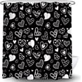 thumbnail image 1 of Valentine''s Day Shower Curtain Black White Heart Sweet Love Romantic Couple Abstract Lovely Modern Wedding Marriage Fabric Bath Curtain with Hooks, 1 of 1