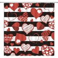 thumbnail image 1 of Valentine''s Day Shower Curtain Black White Stripes Pink and Red Sweet Heart Romantic Lover Couple Gifts Elegant Charming Wedding Women Girls Bathroom Curtain Set Polyester Fabric Hooks 35 X 70 Inch, 1 of 6
