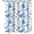 thumbnail image 1 of Valentine''s Day Shower Curtain Blue Love Heart Shower Curtains for Bathroom Decor Balloon Stripe Spot Romantic Bath Curtains Sets with Hooks for Valentines Day Waterproof 72" X 72", 1 of 5