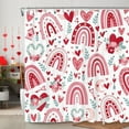 thumbnail image 1 of Valentine''s Day Shower Curtain, Boho Rainbow Floral Love Heart Set Valentines Day Shower Curtain, Valentines Day Lovers Bathroom Accessories 72"X72" with Hooks Fabric Love Holiday Bathtub Curtain, 1 of 6