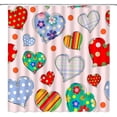 thumbnail image 1 of Valentine''s Day Shower Curtain Colorful Love Heart Boho Flower Polka Dot Plaid Romantic Sweet Couple Holiday Fabric Bathroom Decor Curtains with Hooks,Red Blue Pink, 1 of 5