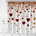 thumbnail image 1 of Valentine''s Day Shower Curtain Fantasy Red Gold Heart Falling Romantic Love Creative Polyester Fabric Bathroom Decor Set with Hooks(84" Wx70 H), 1 of 4