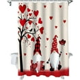thumbnail image 1 of Valentine''s Day Shower Curtain Gnome Love Heart Shower Curtains for Bathroom Decor Tree Couple Birds Bath Curtains Sets with Hooks for Valentines Day Home Decor Waterproof Standard Size 72 x 72, 1 of 6