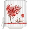 thumbnail image 1 of Valentine''s Day Shower Curtain Love Heart Tree Shower Curtains for Bathroom Decor Romantic Bicycle with Heart Shape Balloons Bathroom Decor Sets with Hooks Waterproof 72"x72", 1 of 6