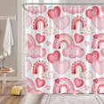 thumbnail image 1 of Valentine''s Day Shower Curtain Pink Boho Rainbow Sweet Heart Romantic Sweet Love for Lover Couple Creative Bathroom Decor Fabric Curtain with Hooks, 1 of 3