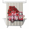 thumbnail image 1 of Valentine's Day Shower Curtain Pink Bow Tie Truck Rose Bathroom Curtains with Hooks, Waterproof Fabric Love Heart Stripe Bath Shower Curtains Set for Bathroom Bathtubs Valentines Decor 72x72 Inch, 1 of 9