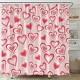 thumbnail image 1 of Valentine''s Day Shower Curtain Pink Heart Retro Love Romantic Couple Sweet Simple Fabric for Bathroom Decor Bathtub with Hooks(70" WX70 H), 1 of 4