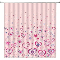 Valentine''s Day Shower Curtain Pink Love Heart Star Romantic Sweet Couple Holiday Boho Fabric Bathroom Decor Curtains with Hooks,Pink