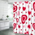 thumbnail image 1 of Valentine''s Day Shower Curtain Pink and Red Sweet Heart Romantic Love Lover Couple Gifts Creative Modern Fashion Fabric Bathroom Decor Curtain Sets with Hooks, 1 of 4