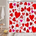 thumbnail image 1 of Valentine''s Day Shower Curtain Pink and Red Sweet Heart Romantic Love Lover Couple Modern Fashion Festival Fabric Bathroom Decor Curtain with Hooks, 1 of 3