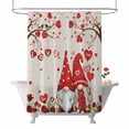 thumbnail image 1 of Valentine's Day Shower Curtain Red Gnome Bathroom Curtains with Hooks, Waterproof Fabric Rose Love Bird Heart Tree Branch Bath Shower Curtains Set for Bathroom Bathtubs Valentines Decor 72x72 Inch, 1 of 9