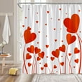 thumbnail image 1 of Valentine''s Day Shower Curtain Red Heart Abstract Floral Romantic Sweet Love for Lover Couple Creative Bathroom Decor Fabric Curtain with Hooks, 1 of 3