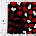 thumbnail image 1 of Valentine''s Day Shower Curtain Red Heart Black Background Romantice Sweet Couple Fabric Bathroom Curtain Set with Hooks(70" WX70 H), 1 of 3