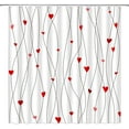 thumbnail image 1 of Valentine''s Day Shower Curtain Red Heart Geometric Striped Sweet Love Romantic Couple Woman Girl Bathroom Home Curtain with Hooks,Red Black, 1 of 6