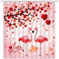 thumbnail image 1 of Valentine''s Day Shower Curtain Red Heart Love Tree Pink Flamingo Couple Happy Valentines Day Vintage Romantic Sweet Woman Bathroom Decor Fabric Curtains with Hooks, 1 of 6