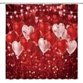 thumbnail image 1 of Valentine''s Day Shower Curtain Red Heart Sweet Love Romance Falling Balloons Valentines Wedding Home Decor Fabric Bathroom Curtain Set with Hooks(70" WX70 H), 1 of 3
