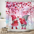 thumbnail image 1 of Valentine''s Day Shower Curtain Red Hearts Bathroom Curtain Set with Hooks, Valentine Gnomes Water Repellent Shower Curtain 72W x 72L inch, 1 of 6
