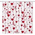 thumbnail image 1 of Valentine''s Day Shower Curtain Red Love Heart Cute Gnome Eff Romantic Sweet Couple Creative Fabric Decorative Bathroom Curtains with Hooks,Red, 1 of 4