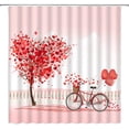 thumbnail image 1 of Valentine''s Day Shower Curtain Red Pink Romantic Heart Tree Balloon Bike Love Lover Couple Creative Bathroom Decor Fabric Curtain with Hooks, 1 of 1