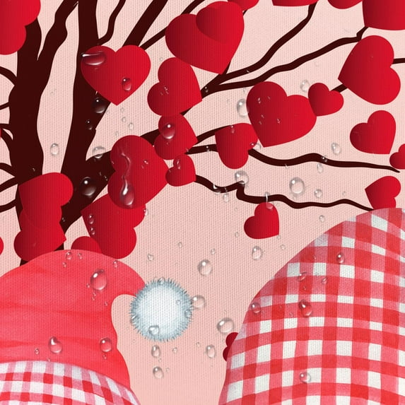 Valentine''s Day Shower Curtain, Romantic Gnomes Red Love Heart Tree Truck Balloon Cute Valentines Couple Bathroom Decor Accessories, Waterproof Fabric Shower Curtain Set with Hooks 72x72 Inch