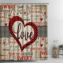 Valentine''s Day Shower Curtain, Romantic Love Bathroom Shower Curtain with 12 Hooks, Red Heart Shower Curtains for Bathroom, Waterproof Fabric Cloth Bath Curtain, Valentine''s Bathroom Decor Gift