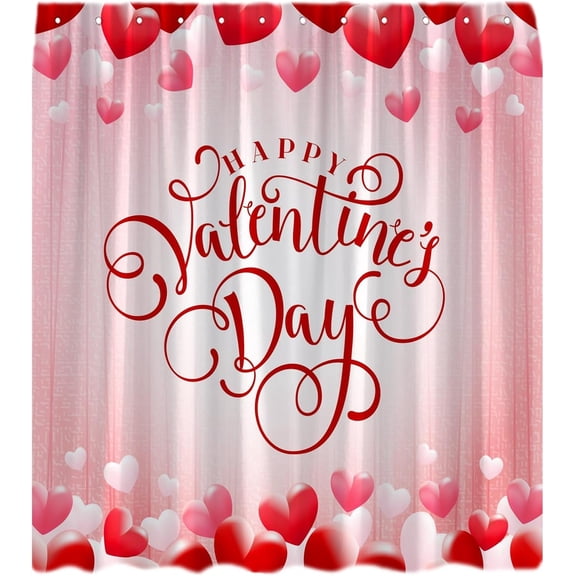 Valentine''s Day Shower Curtain Romantic Pink Red Heart Love Quotes Dreamy Sweet Couple Lover Wedding Bath Curtain with Hook