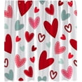 thumbnail image 1 of Valentine''s Day Shower Curtain Romantic Red Heart Cute Colorful Hearts Modern Art Dot Sweethearts Love Couple Wedding Lover Creative Bath Curtain with Hooks, 1 of 6