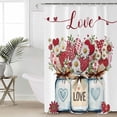 thumbnail image 1 of Valentine''s Day Shower Curtain Set with Hook 72" x 72",Red Pink Flower Floral Love Vase Washable Cloth Polyester Fabric Shower+Curtain,Waterproof Bath Curtains for Bathroom,Showers,Bathtubs Decor, 1 of 6