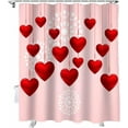 thumbnail image 1 of Valentine''s Day Shower Curtain Set, Love Heart Bath Shower Curtain with Hooks Waterproof Fabric Shower Curtains for Bathroom Romantic Valentines Holiday Decorations Red Pink Romantic 72x84 Inch, 1 of 5