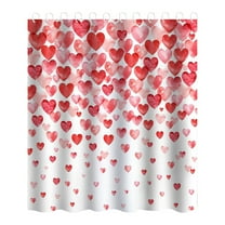 Valentine's Day Shower Curtain Valentines Day Red Loving Hearts with Cute Shower Curtain Set for Bathroom Fabric with Hooks, Red, 90*180cm