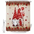 thumbnail image 1 of Valentine's Day Shower Curtain, Waterproof Shower Curtains for Bathroom, Farmhouse Gnomes Love Red Rose Wooden Washable Fabric Bathtub Curtain Set Bath Decor with 12 Hooks Stall 36"x72", 1 of 6