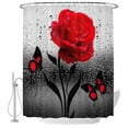 thumbnail image 1 of Valentine's Day Shower Curtain, Waterproof Shower Curtains for Bathroom, Red Rose Floral Watercolor Butterfly Flowers Washable Fabric Bathtub Curtain Set Bath Decor with 12 Hooks Extra Long 72"x96", 1 of 8