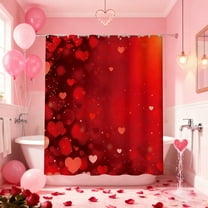 Valentine's Day Shower Curtain Waterproof with Hooks Heart Rose Print Bathroom Decor Polyester Fabric 70 x 59 Inches Romantic Theme Bath Curtain