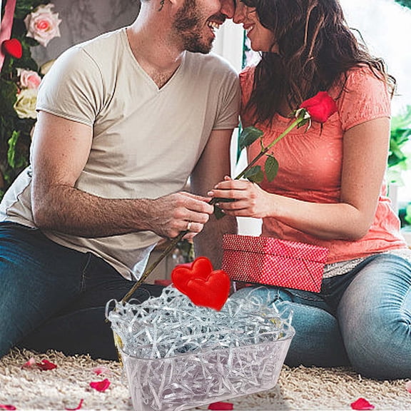 Valentine's Day Shreded Craft Paper Filler,100g Raffia Paper Grass with Heart Confetti for Gift Box Filler Basket Stuffer Valentine's Day Packaging Supply